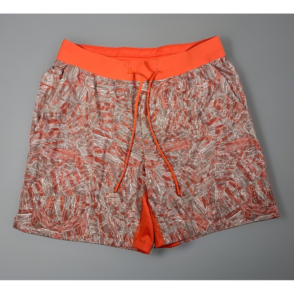 Lululemon T.H.E. Short 8" Men XL *Linerless Parallel Divide Warm Coral Multi